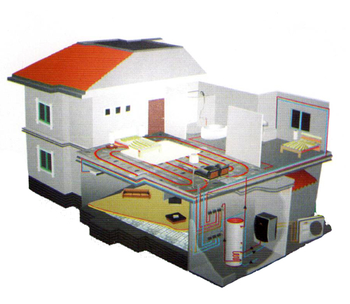 地暖-别墅模块地暖与热泵配套的安装应用